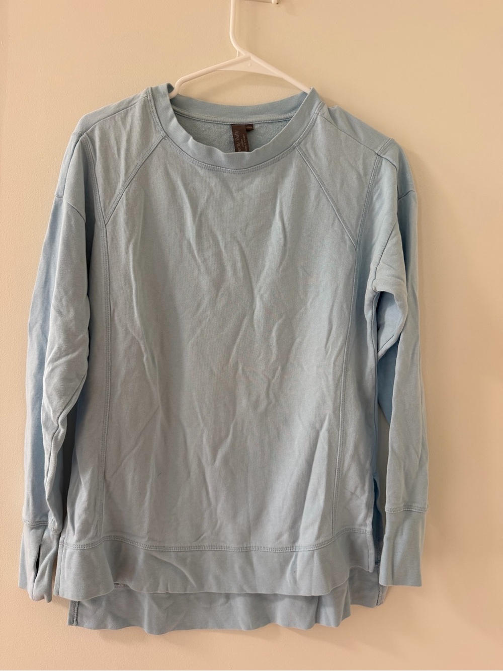 Sweaty Betty Sweatshirt Womens XXS Blue Like New Crewneck Side Slit Pullover